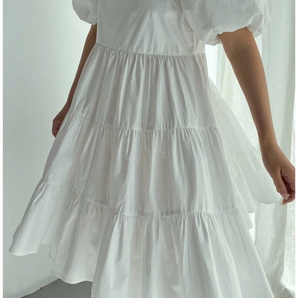 OAK + FORT White Puff Sleeve Dress - Picture 4 of 6